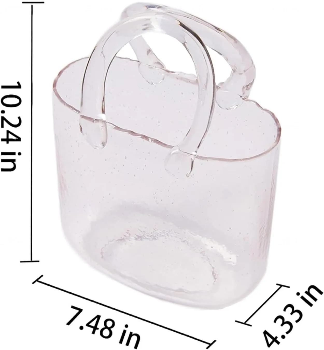 Handbag Vases for Flowers, Glass Purse Vase Blowing by Hand Purse Vase with Fish Bowl Handbag Unique Flower Vase, for Flowers/Home Décor/Office,Style1-Pink