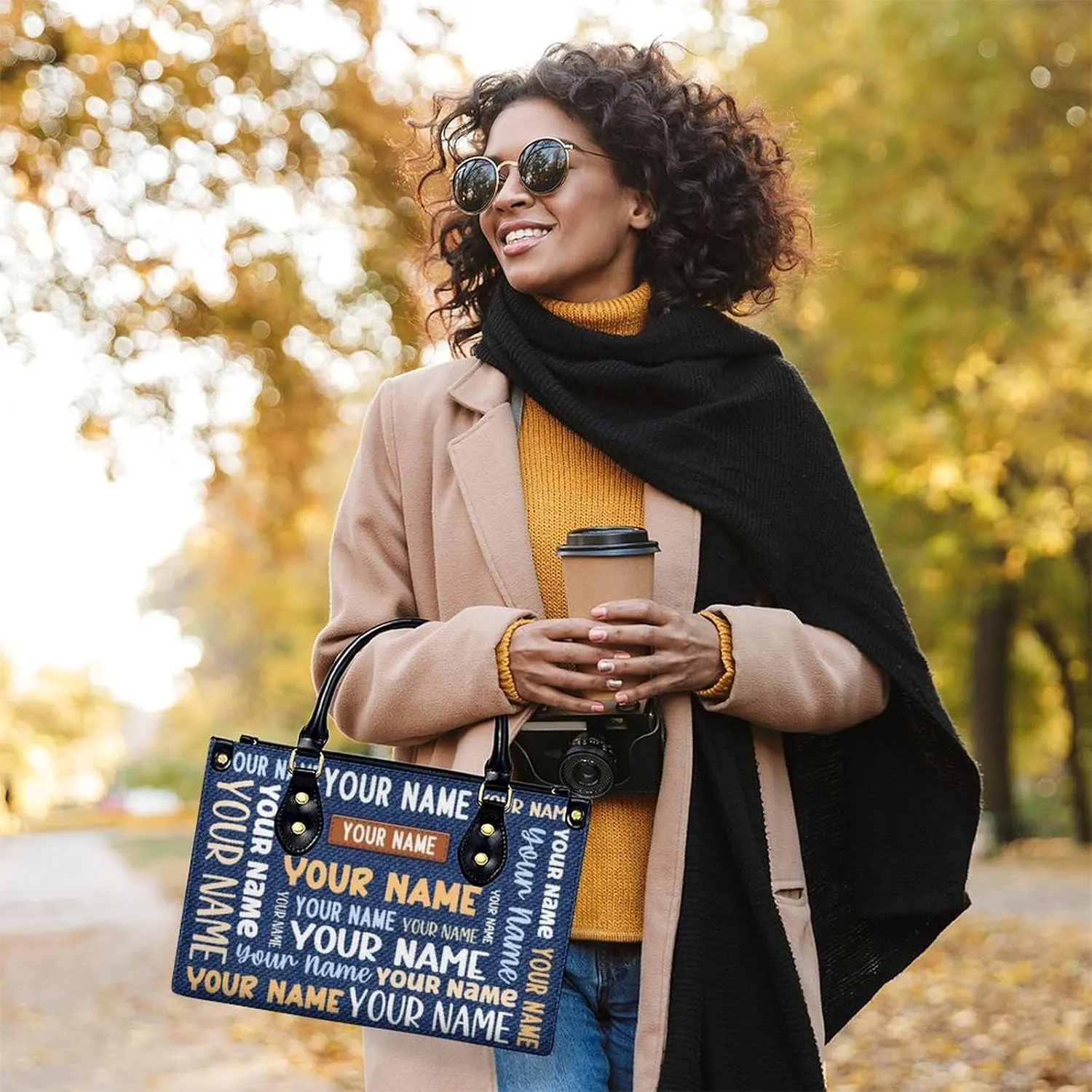Handbags for Women - Personalized Leather Purse with Name Photo - Tote Bags for Mom Grandma - Custom Gifts Ideas for Her