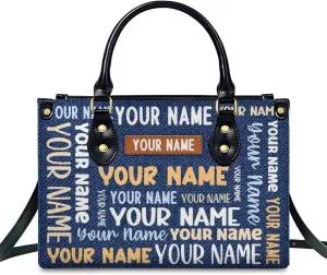 Handbags for Women - Personalized Leather Purse with Name Photo - Tote Bags for Mom Grandma - Custom Gifts Ideas for Her