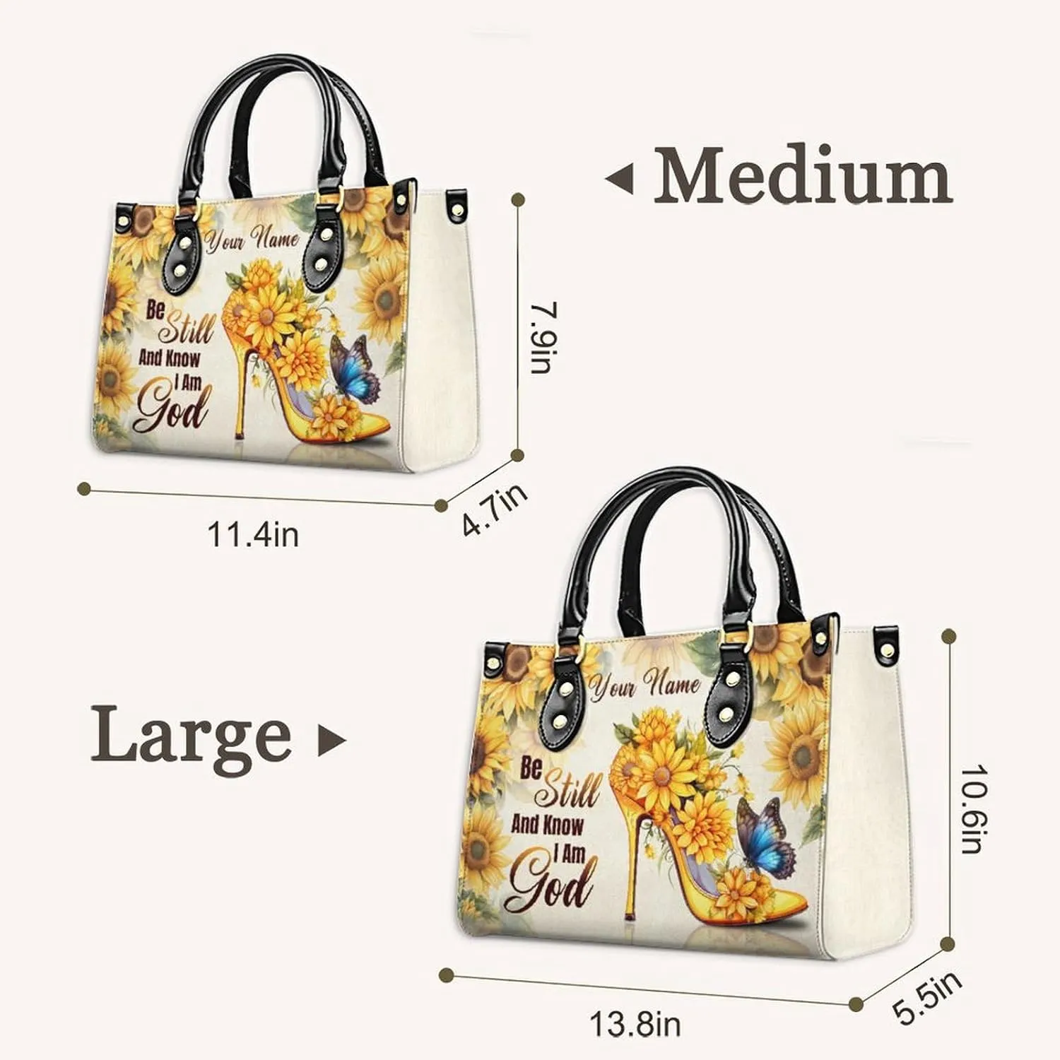 Handbags for Women - Personalized Leather Purse with Name Photo - Tote Bags for Mom Grandma - Custom Gifts Ideas for Her