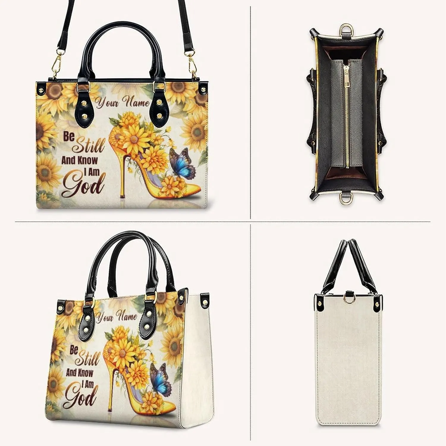 Handbags for Women - Personalized Leather Purse with Name Photo - Tote Bags for Mom Grandma - Custom Gifts Ideas for Her