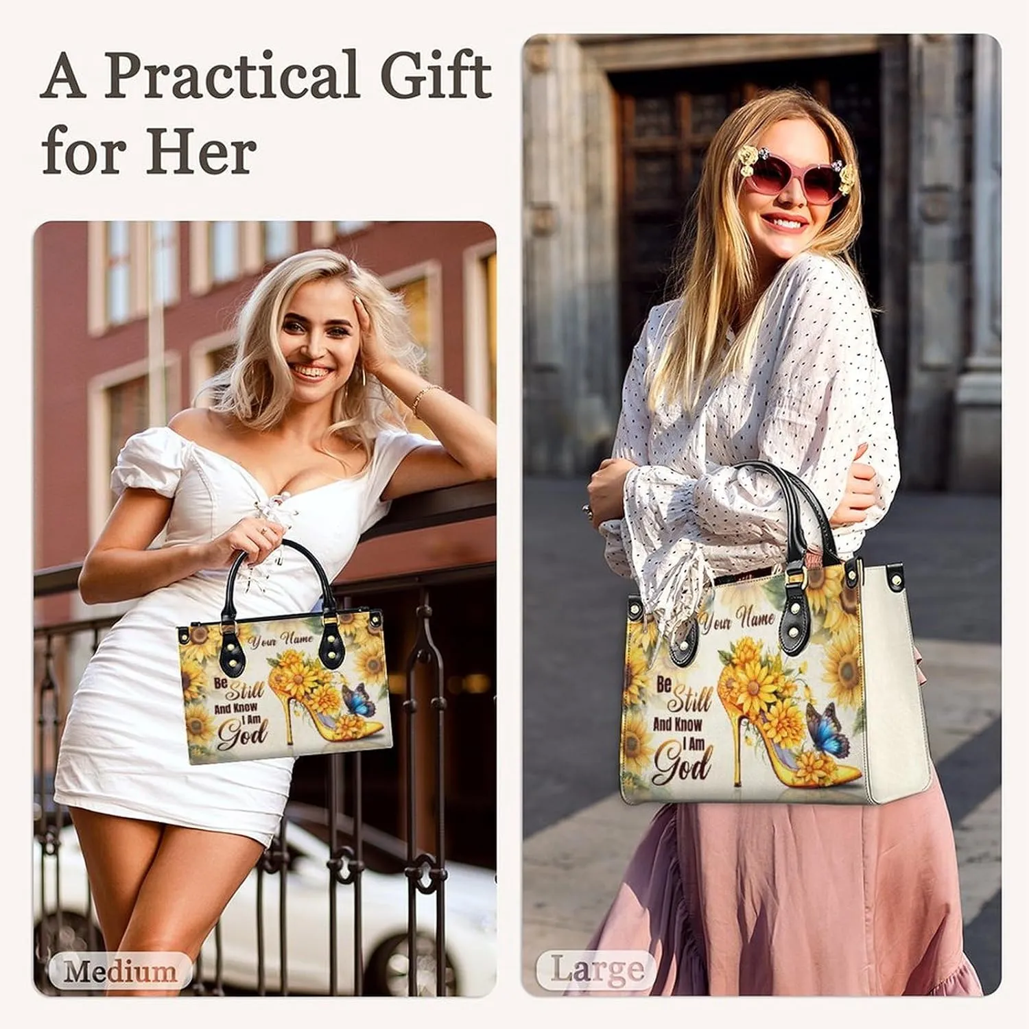 Handbags for Women - Personalized Leather Purse with Name Photo - Tote Bags for Mom Grandma - Custom Gifts Ideas for Her