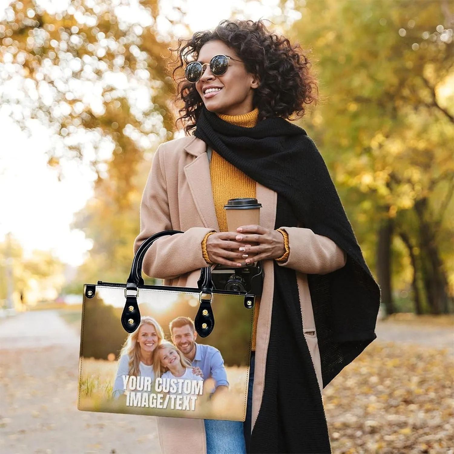 Handbags for Women - Personalized Leather Purse with Name Photo - Tote Bags for Mom Grandma - Custom Gifts Ideas for Her