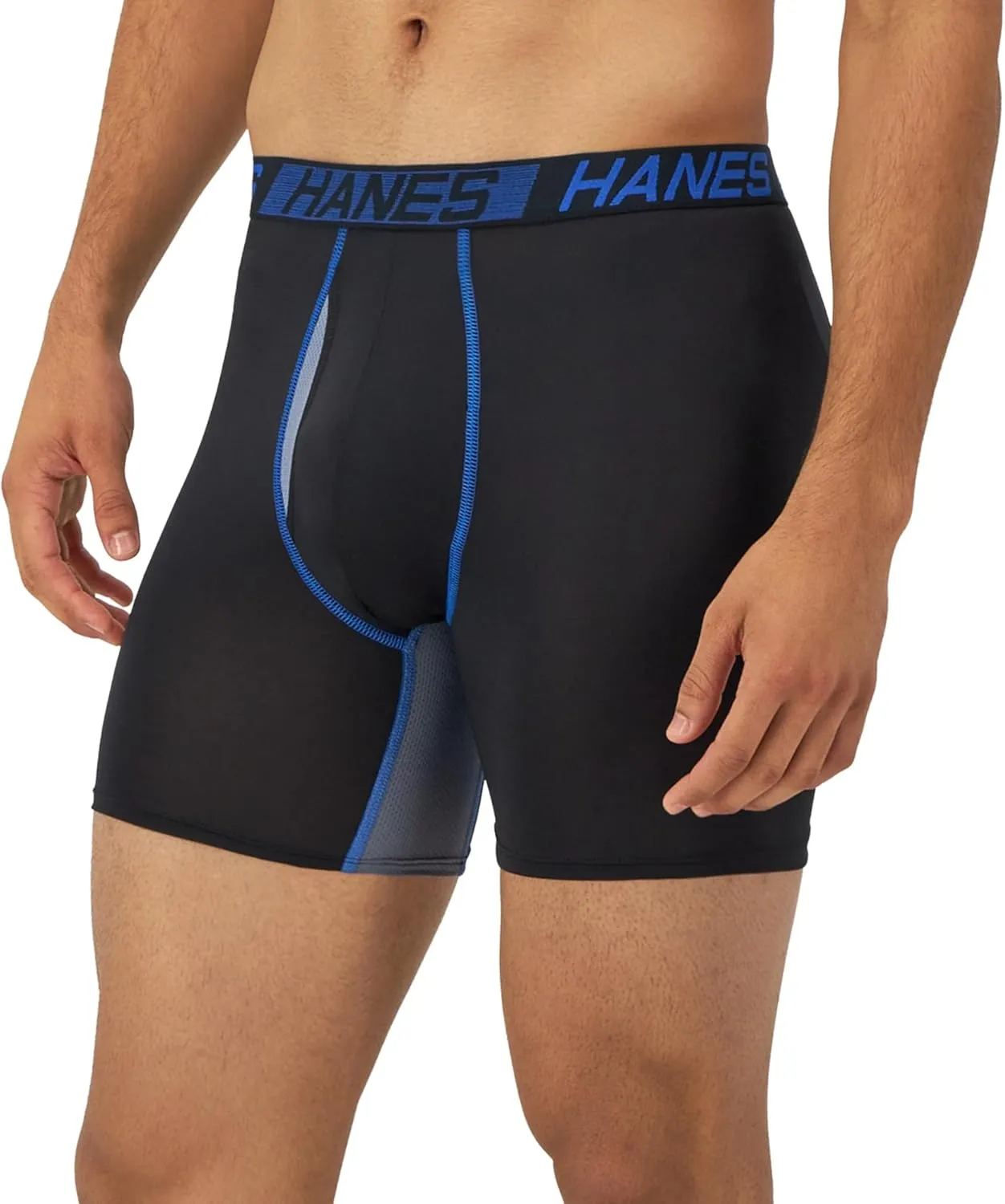 Hanes Men’s Total Support Pouch Boxer Briefs, X-Temp Cooling, Moisture-Wicking Underwear, Regular, Long-leg and Trunk, 3-Pack