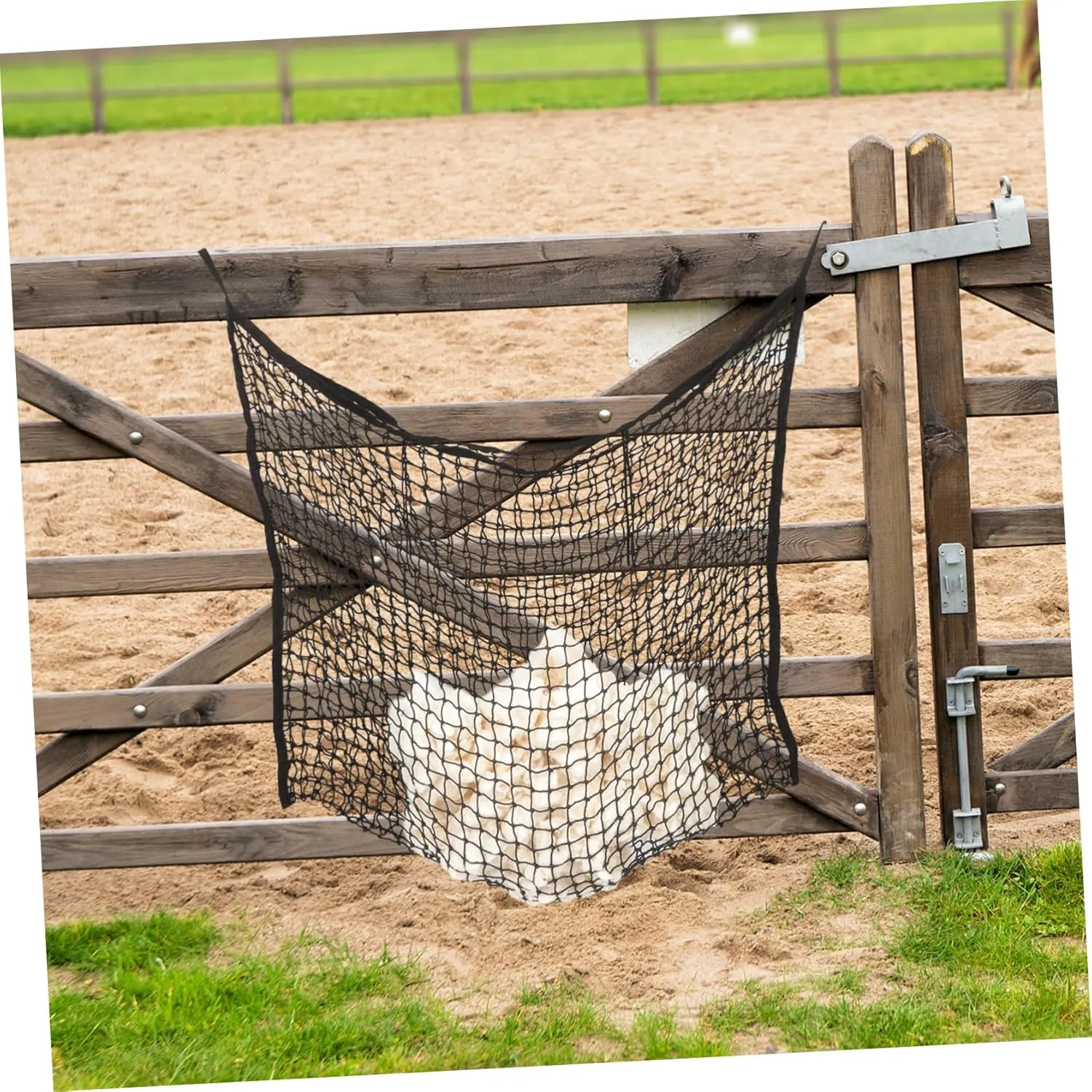 Happyyami Horse Feeder Bags Slow Feeder Hay Bags for Horses 120 * 90cm Black Sturdy Hay Bag for Horse Farm Use