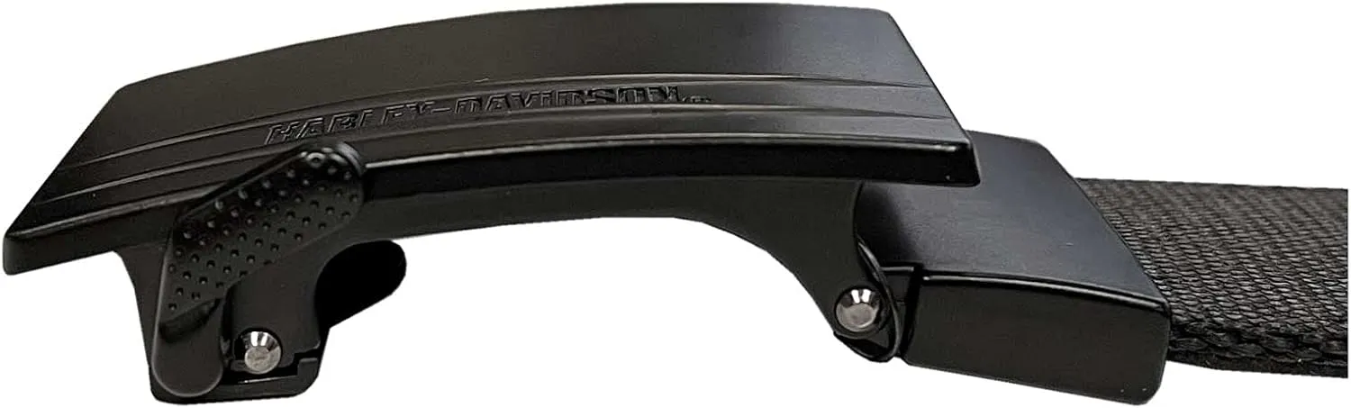 Harley-Davidson Men's Bikers Ratchet Nylon Webbing & Leather Belt - Black