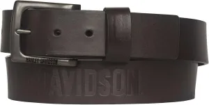 Harley-Davidson Men's Vintage Race Genuine Brown Leather Belt - Antique Nickel