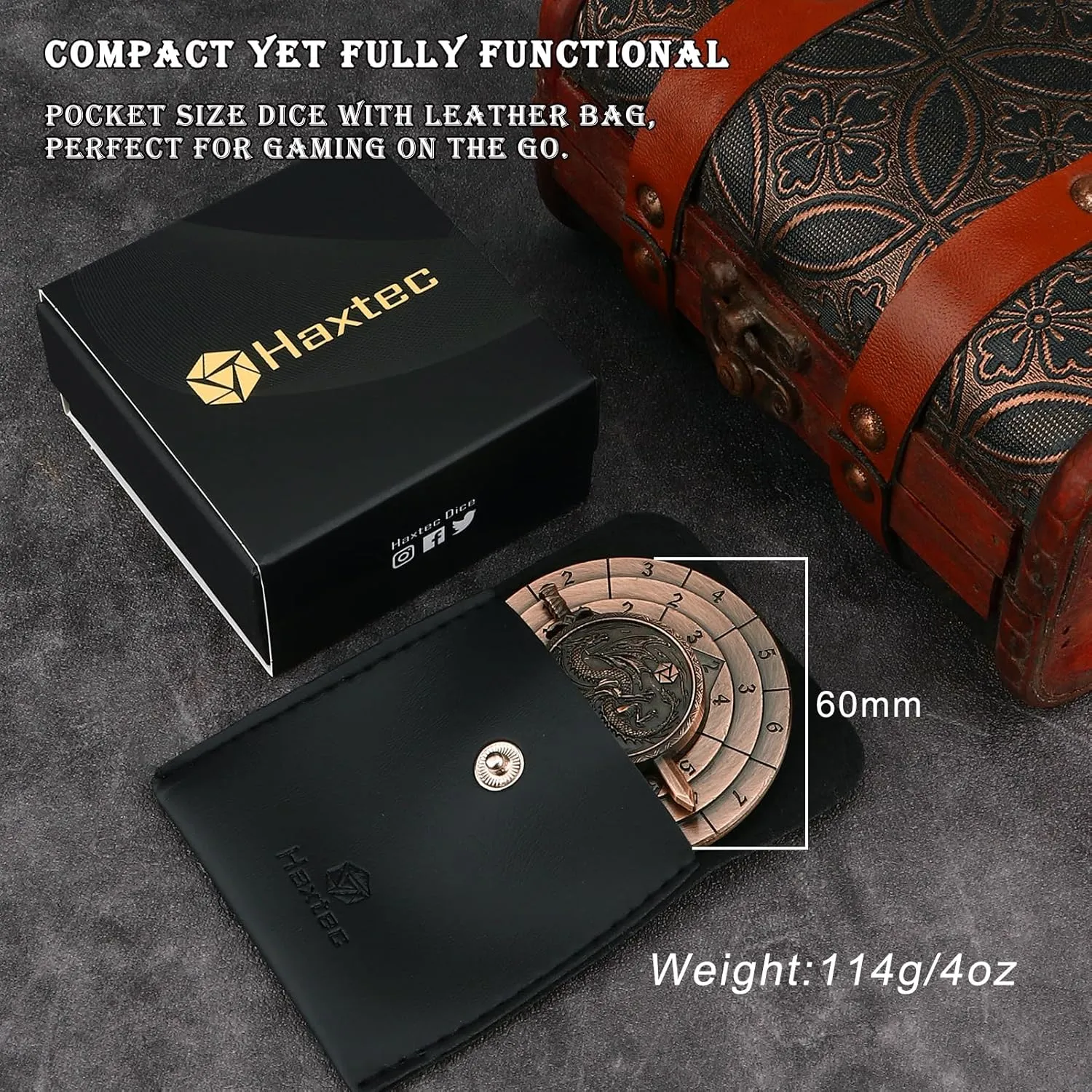 Haxtec Spinner Dice Set - 7-in-1 Metal DND Dice, Unique Antique Rotating Design for Dungeons and Dragons, D&D Gifts, RPG Role Playing Gaming