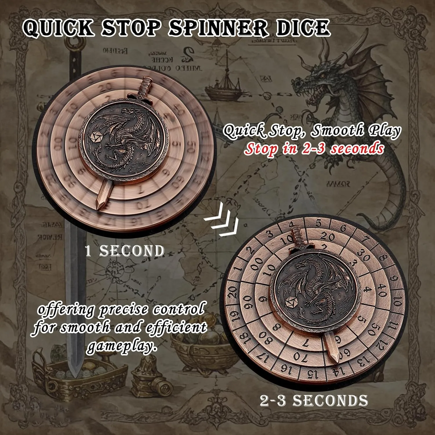 Haxtec Spinner Dice Set - 7-in-1 Metal DND Dice, Unique Antique Rotating Design for Dungeons and Dragons, D&D Gifts, RPG Role Playing Gaming