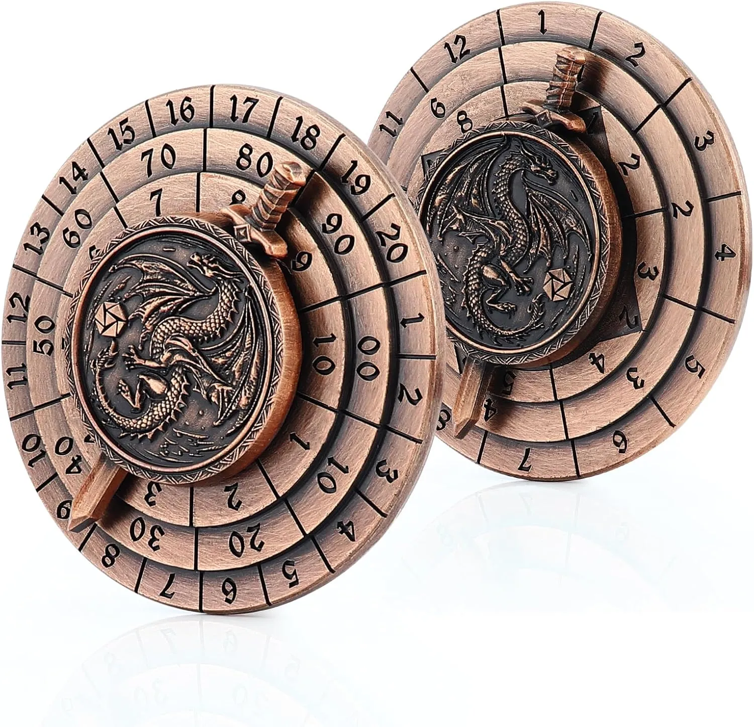 Haxtec Spinner Dice Set - 7-in-1 Metal DND Dice, Unique Antique Rotating Design for Dungeons and Dragons, D&D Gifts, RPG Role Playing Gaming