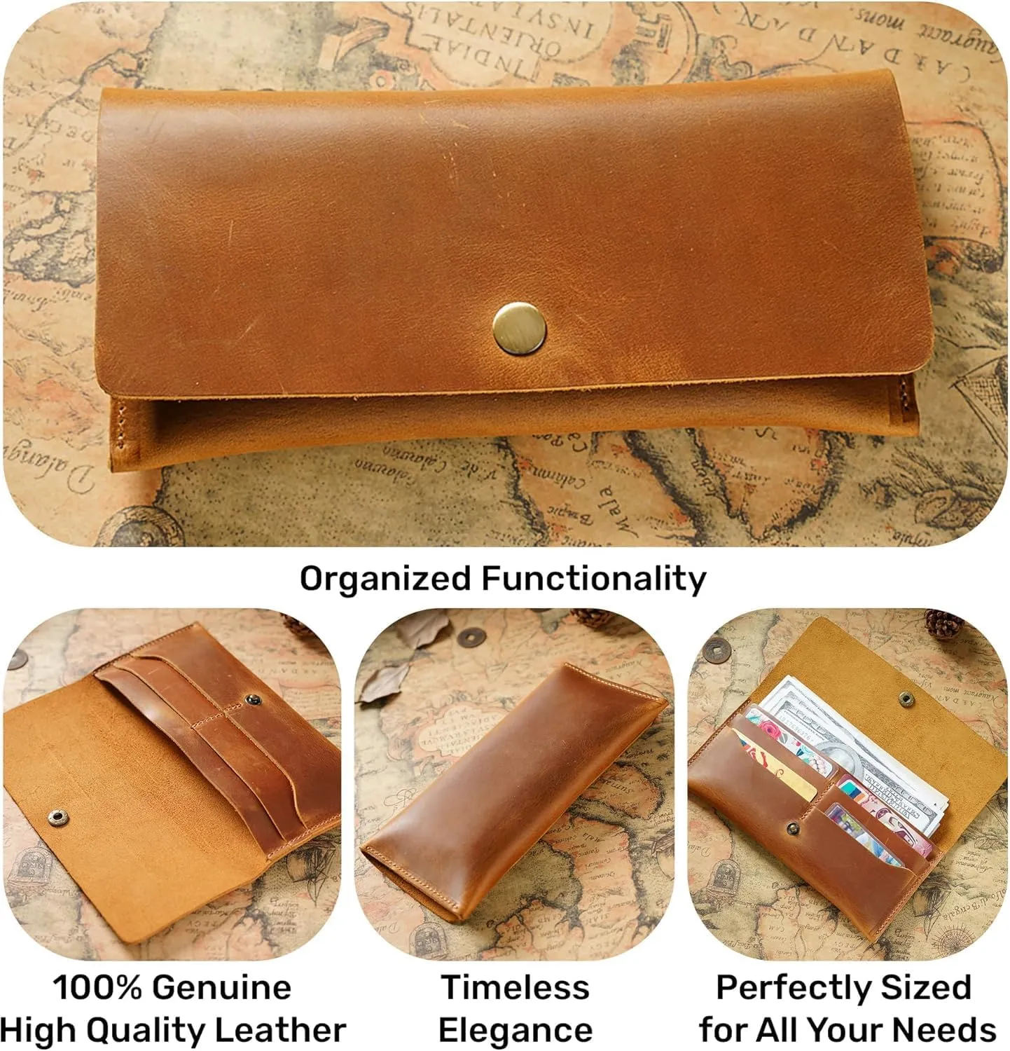 HIFA Custom Leather Wallet Women, Purses for Women - Soft Touch Rustic Leather, Retro Style, 4 Card Pockets with Cash Slot, Compact Convenience and Ideal Gift - Wallets for Women, Womens Wallet