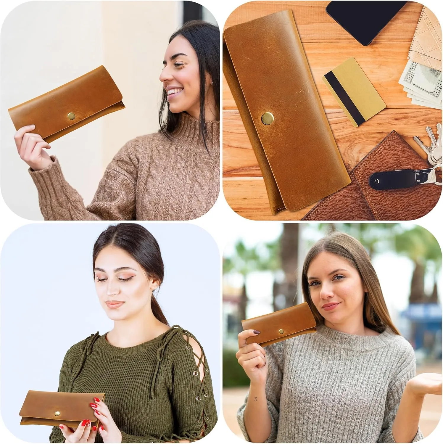 HIFA Custom Leather Wallet Women, Purses for Women - Soft Touch Rustic Leather, Retro Style, 4 Card Pockets with Cash Slot, Compact Convenience and Ideal Gift - Wallets for Women, Womens Wallet