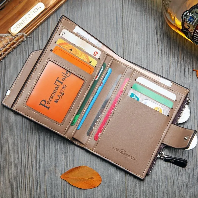 High-Capacity Genuine Leather Flip-Book Wallet