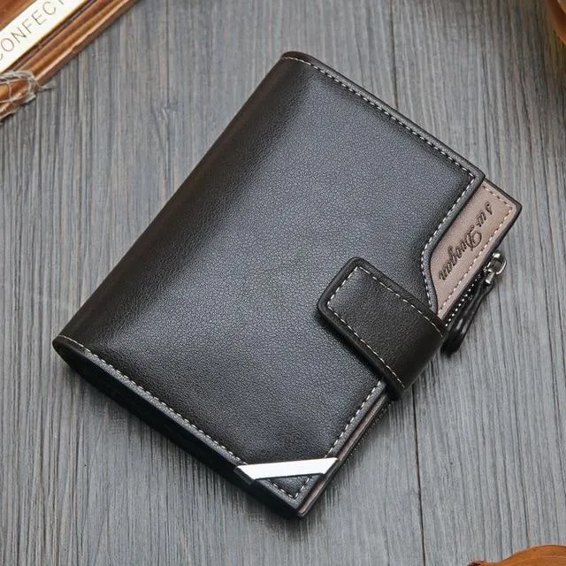 High-Capacity Genuine Leather Flip-Book Wallet