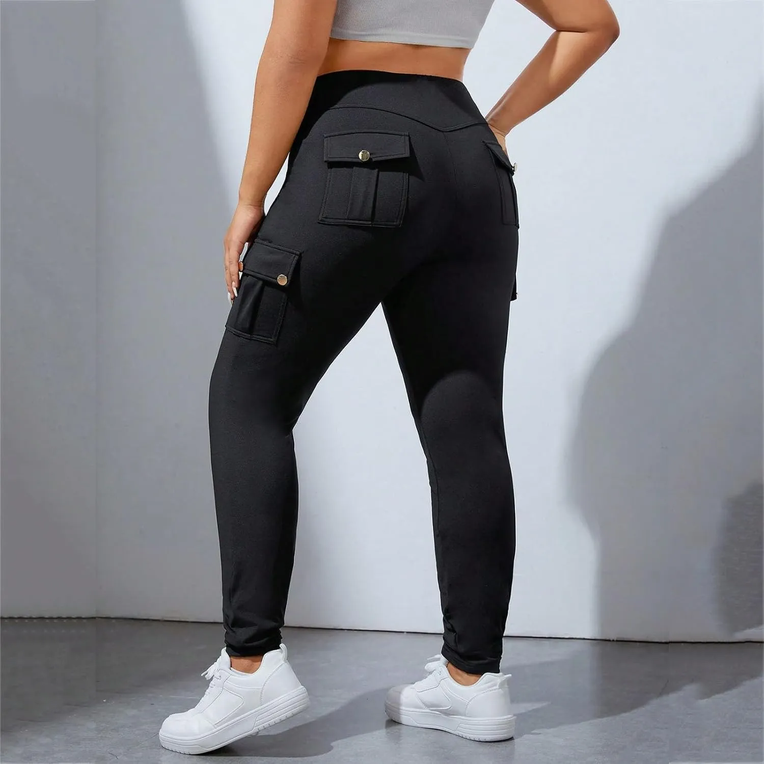 High Waisted Leggings for Women Tummy Control Elastic Jogger Pants Solid Color Athletic Pants for Running Cycling Yoga