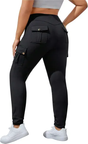 High Waisted Leggings for Women Tummy Control Elastic Jogger Pants Solid Color Athletic Pants for Running Cycling Yoga