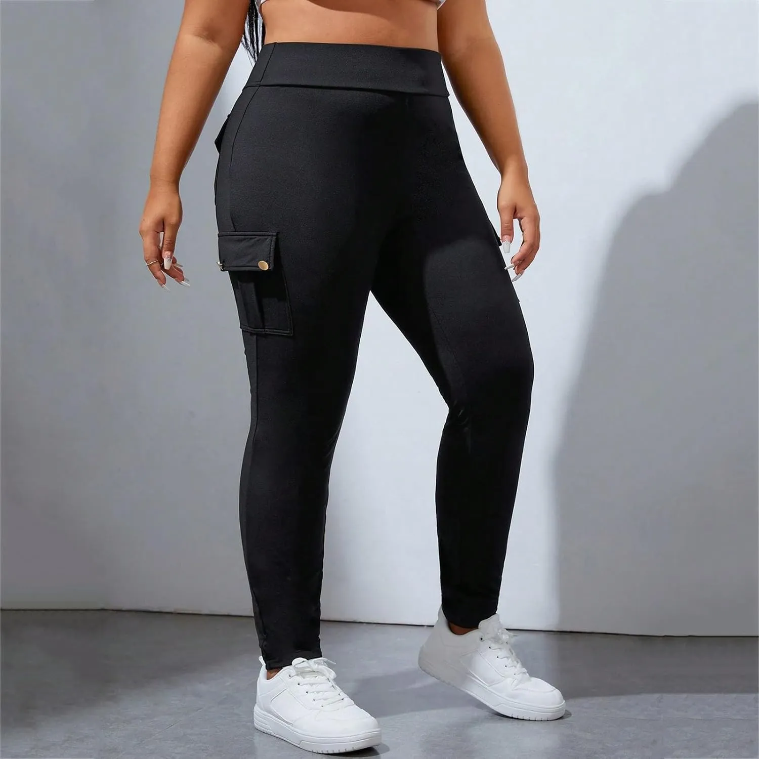 High Waisted Leggings for Women Tummy Control Elastic Jogger Pants Solid Color Athletic Pants for Running Cycling Yoga