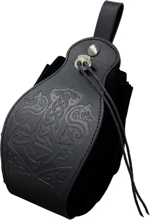 HiiFeuer Medieval Faux Leather Pouch, Portable Drawstring Purse, Vintage Belt Pouch Dice Bag For LARP Ren Faire