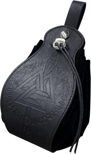 HiiFeuer Medieval Faux Leather Pouch, Portable Drawstring Purse, Vintage Belt Pouch Dice Bag For LARP Ren Faire