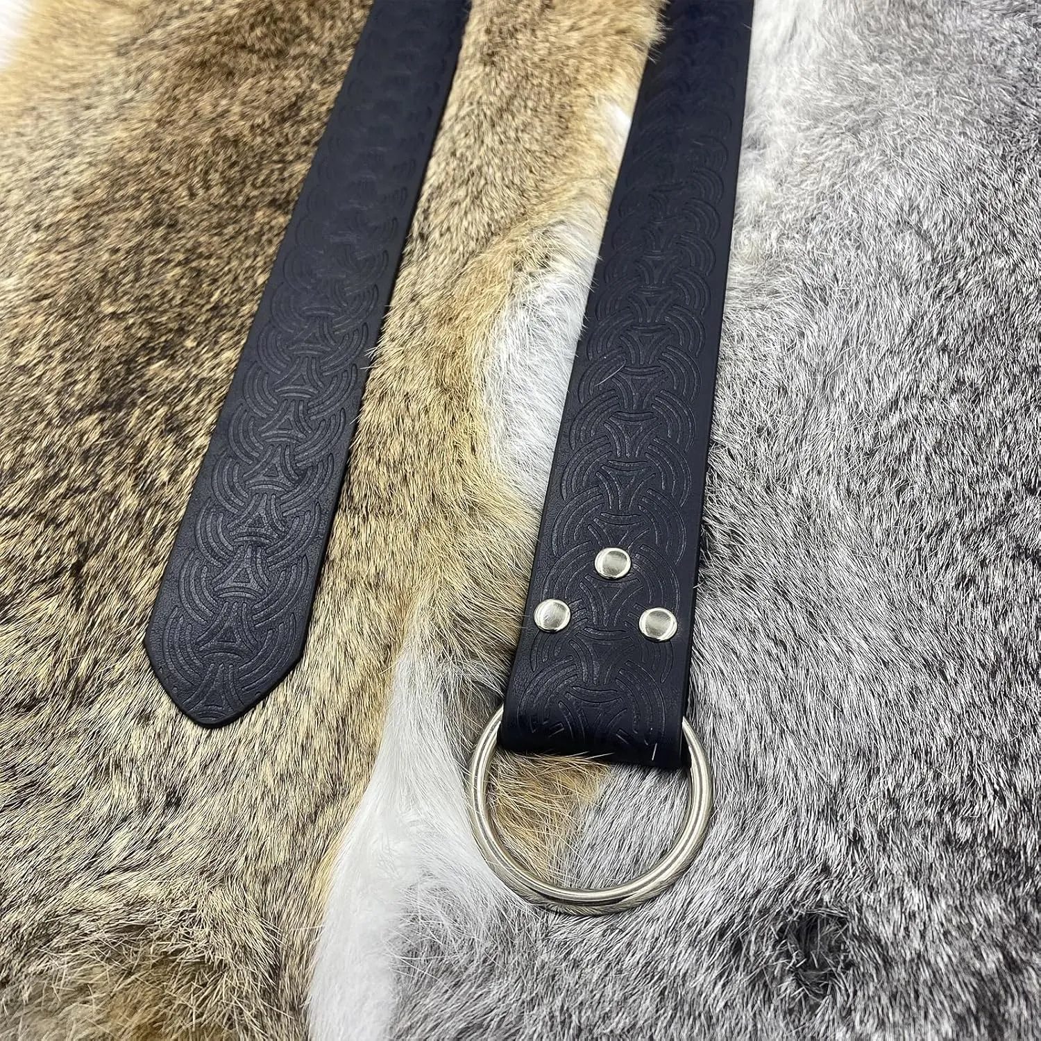HiiFeuer Medieval O Ring Belt with Portable Drawstring Pouch, Retro Renaissance Faux Leather Belt and Purse Set for Ren Faire