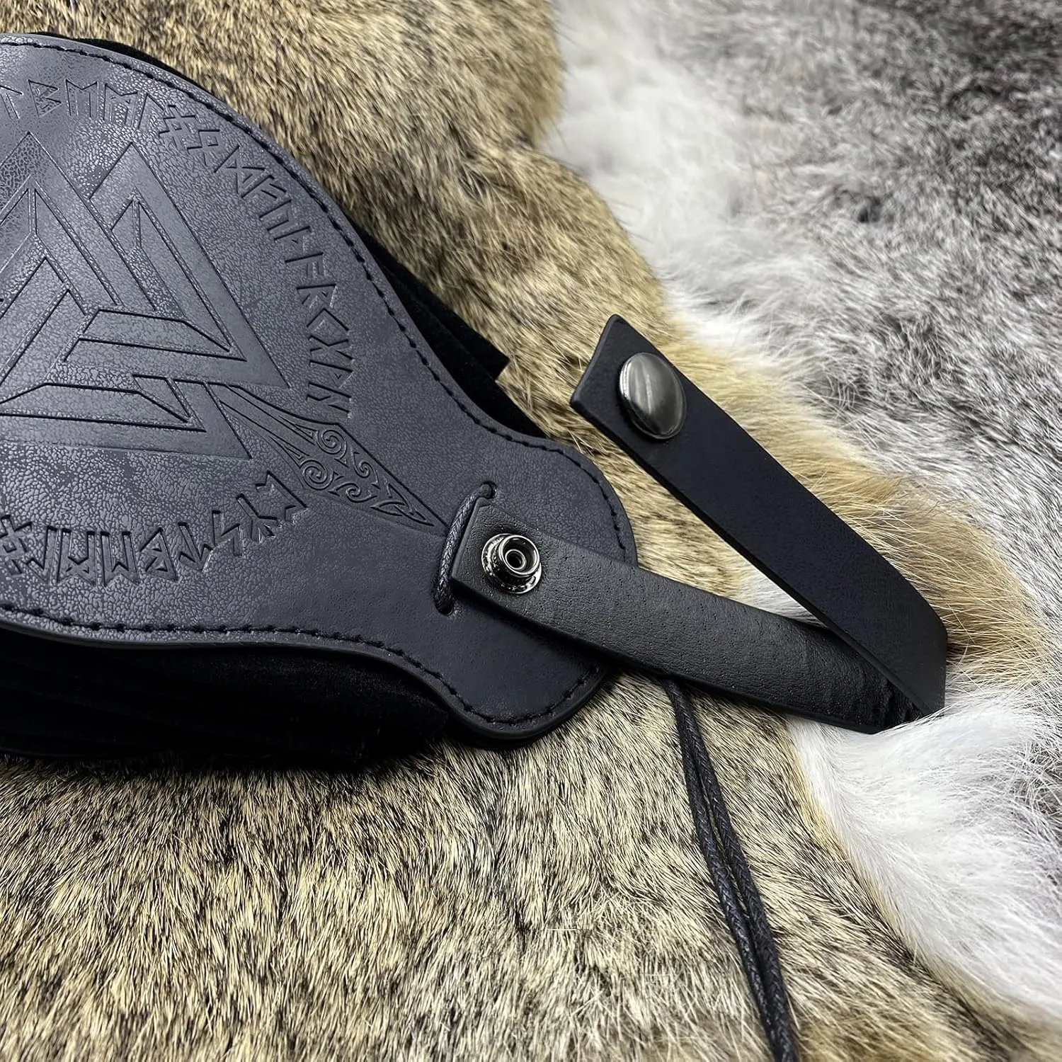HiiFeuer Medieval O Ring Belt with Portable Drawstring Pouch, Retro Renaissance Faux Leather Belt and Purse Set for Ren Faire