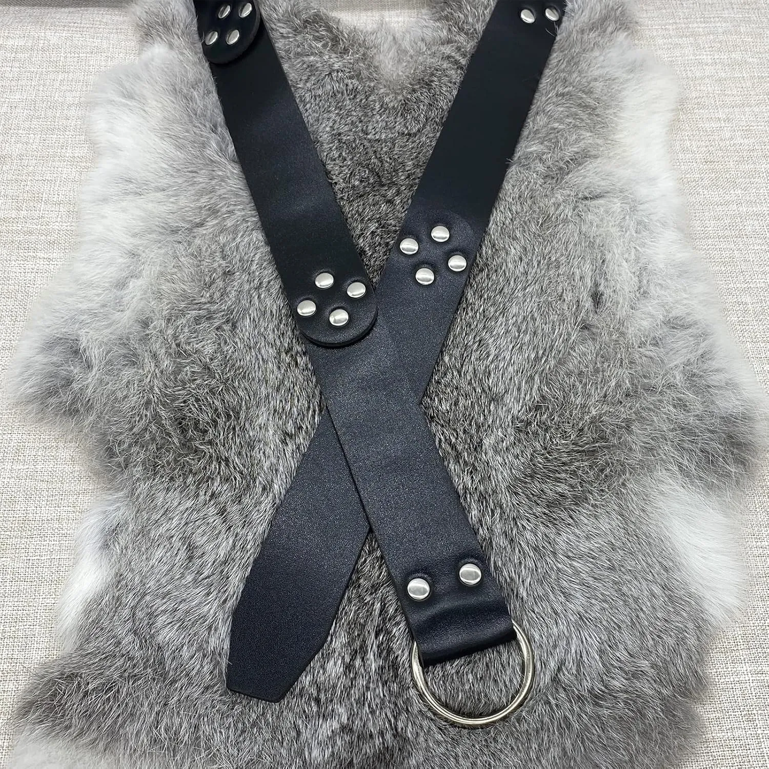 HiiFeuer Medieval O Ring Belt with Portable Drawstring Pouch, Retro Renaissance Faux Leather Belt and Purse Set for Ren Faire