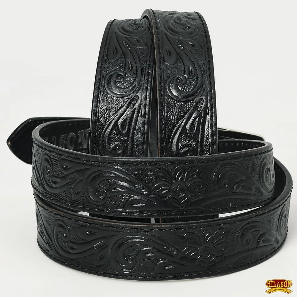 HILASON Western Genuine Leather Belt for Men Women Cowboy Cowgirl Handmade Unisex Full Grain Heavy Duty Floral Tooled Belt