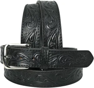 HILASON Western Genuine Leather Belt for Men Women Cowboy Cowgirl Handmade Unisex Full Grain Heavy Duty Floral Tooled Belt