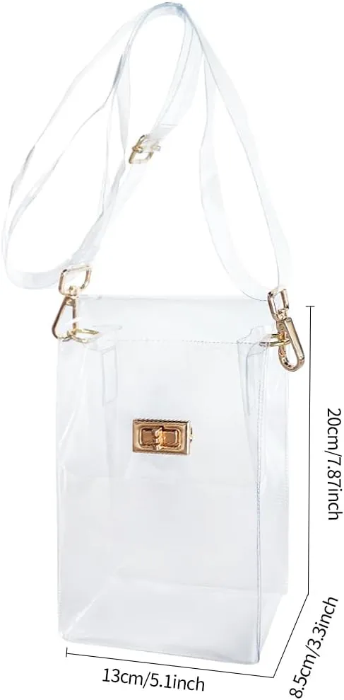 Holographic Clear Bag Stadium Approved - Iridescent Jelly Purse for Women, Neon Crossbody PVC Transparent Handbag with Strap