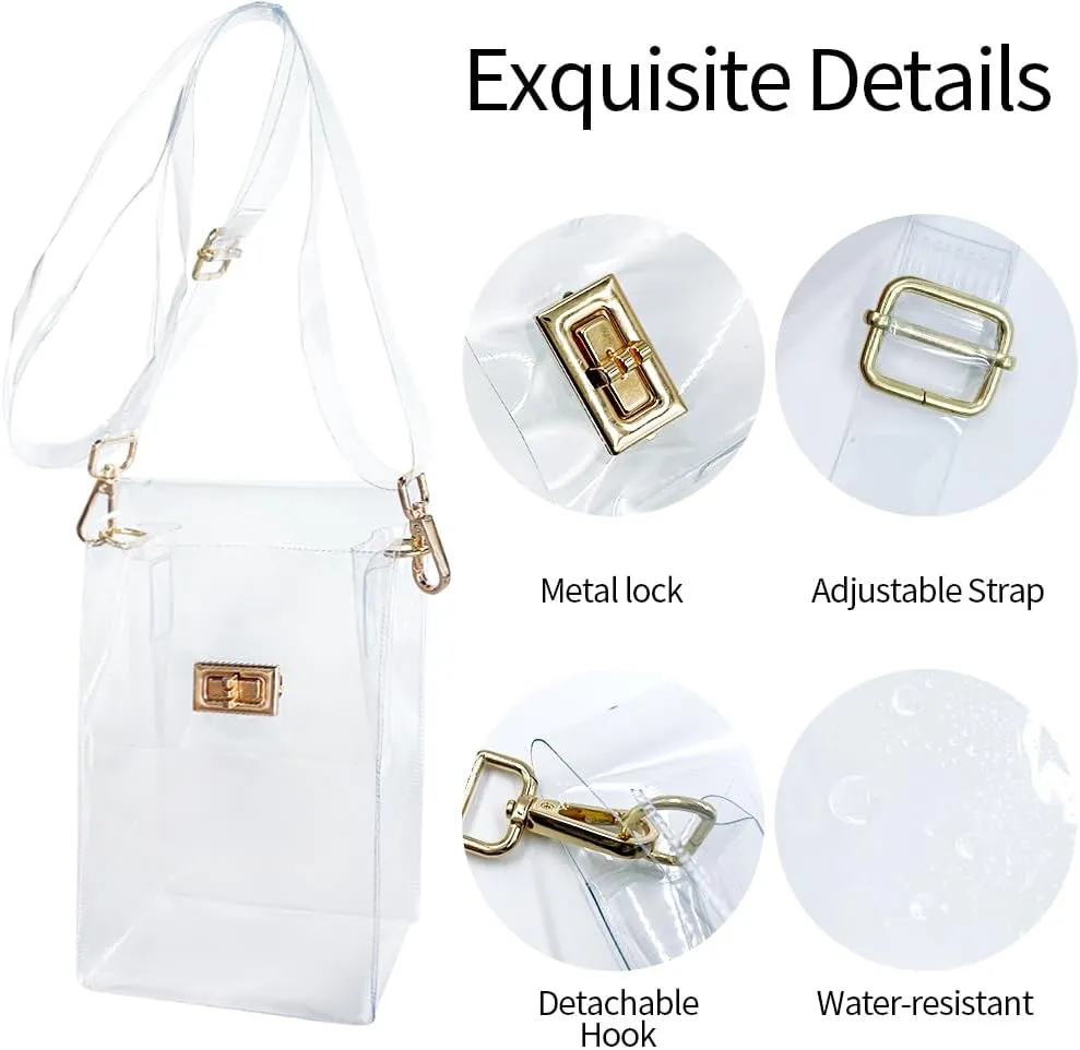 Holographic Clear Bag Stadium Approved - Iridescent Jelly Purse for Women, Neon Crossbody PVC Transparent Handbag with Strap