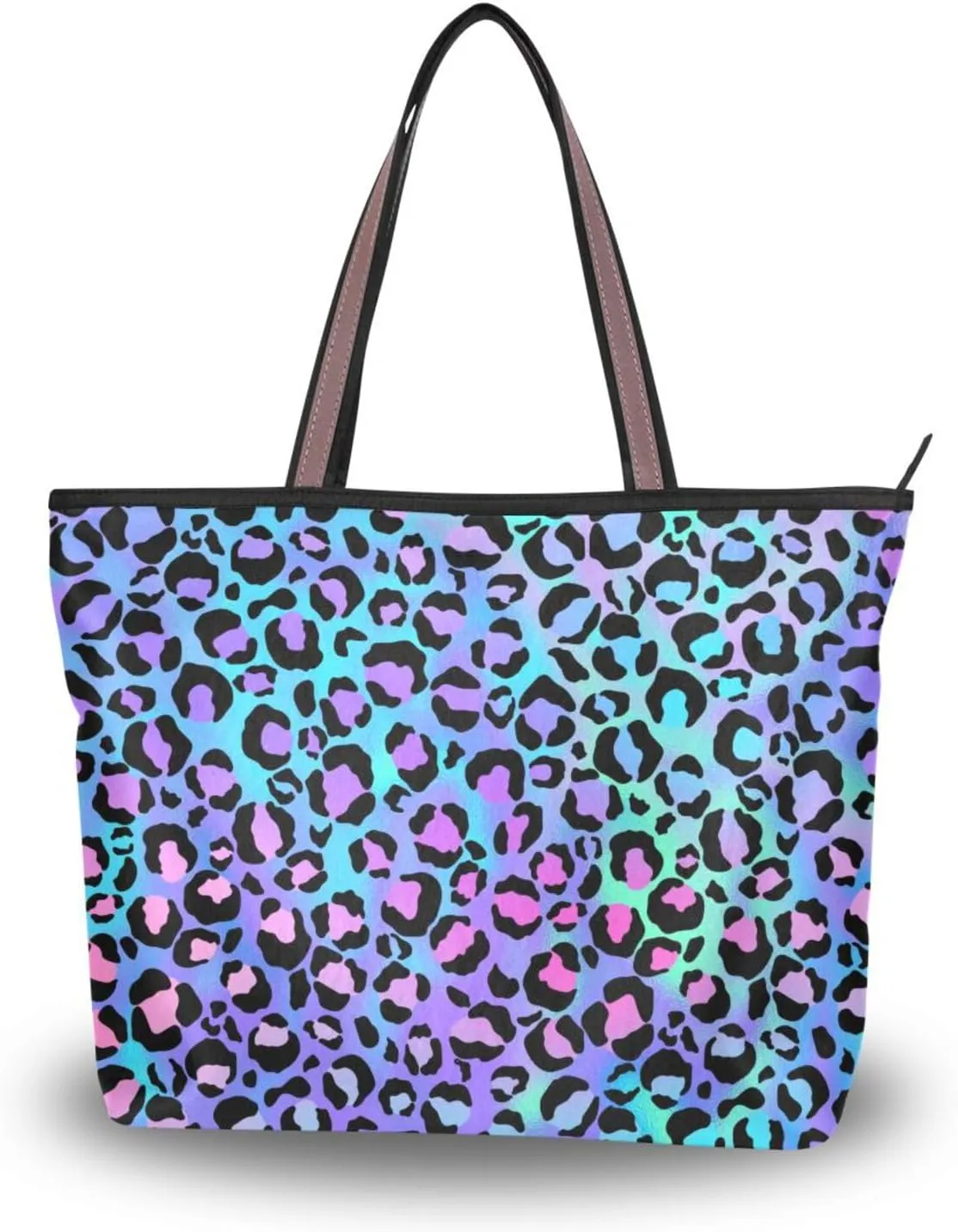 Holographic Leopard Print Fashion Shoulder Bags Tote Bags Handbags For Women, L