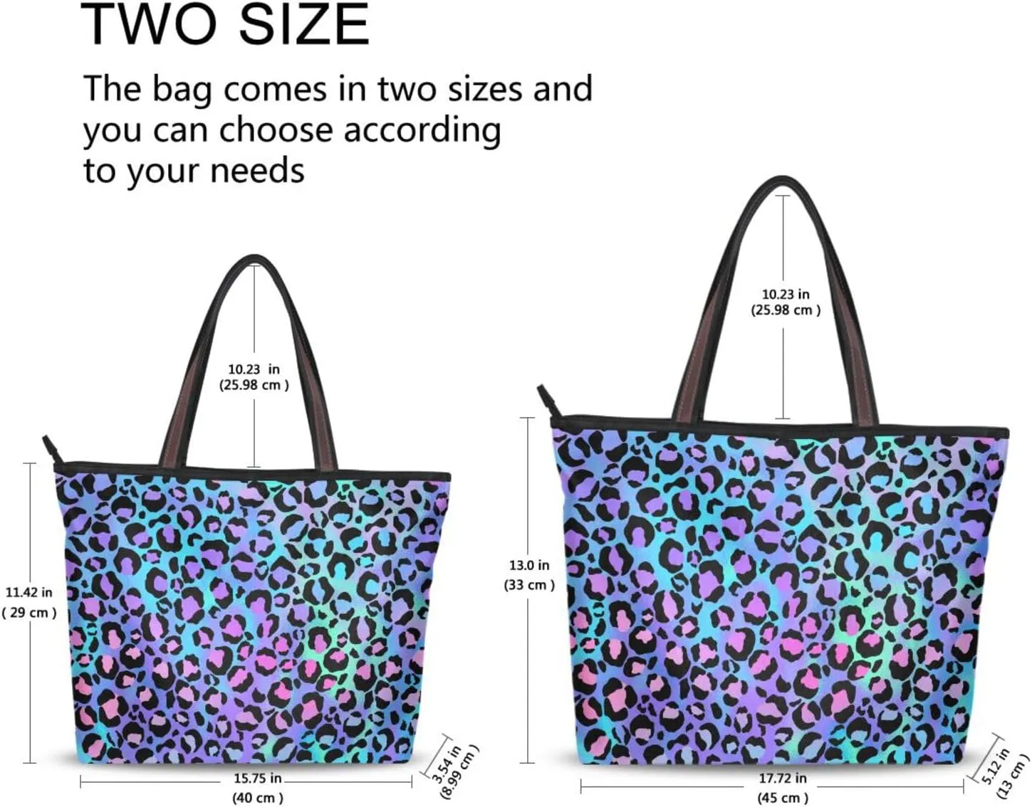 Holographic Leopard Print Fashion Shoulder Bags Tote Bags Handbags For Women, L