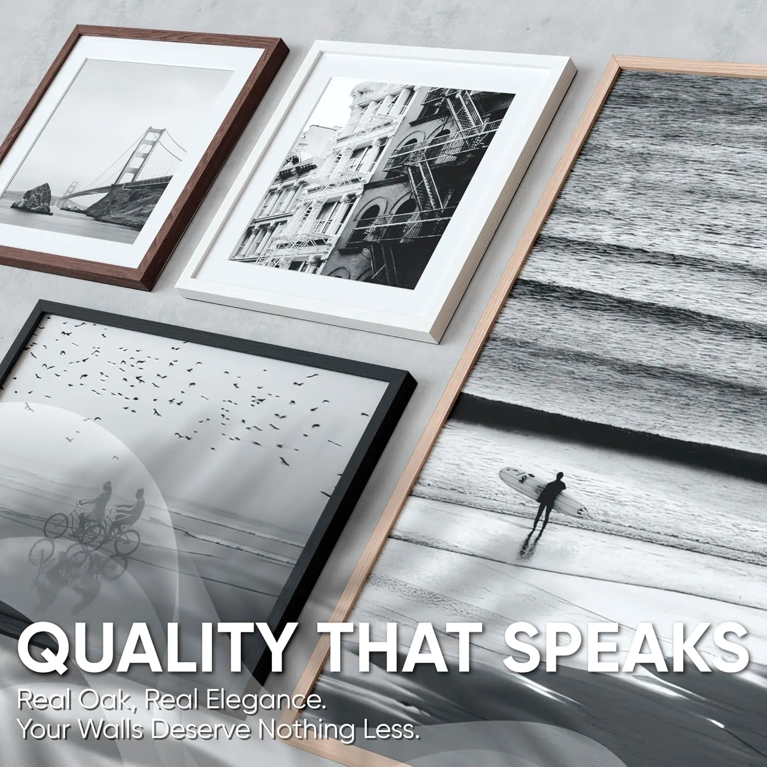 Homeforia Black Wood Frame 24x32, High End Oak 24x32 Large Wooden Poster Frames with Mat 20x28 inch Photo, 24 x 32 Picture Frame Matted to 20 x 28, 32x24 Thin Frame, Tempered Glass, Wall Kit, Set of 1