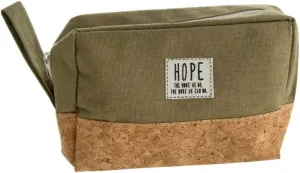 Hope ~ The More We Do Cork & Canvas Zipper Travel Makeup Pouch Bag (Olive Green)