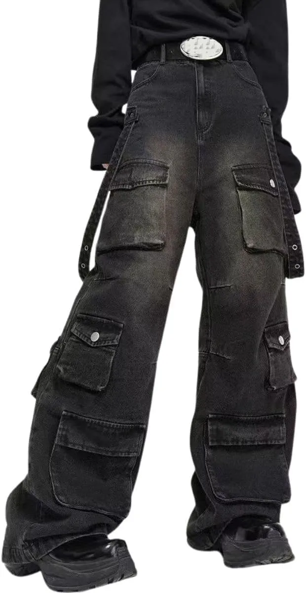 Hopecn Y2K Baggy Jeans Women&Men Star Patch Aesthetic High Waist Straight Leg Pants Vintage Fashion Grunge Streetwear.
