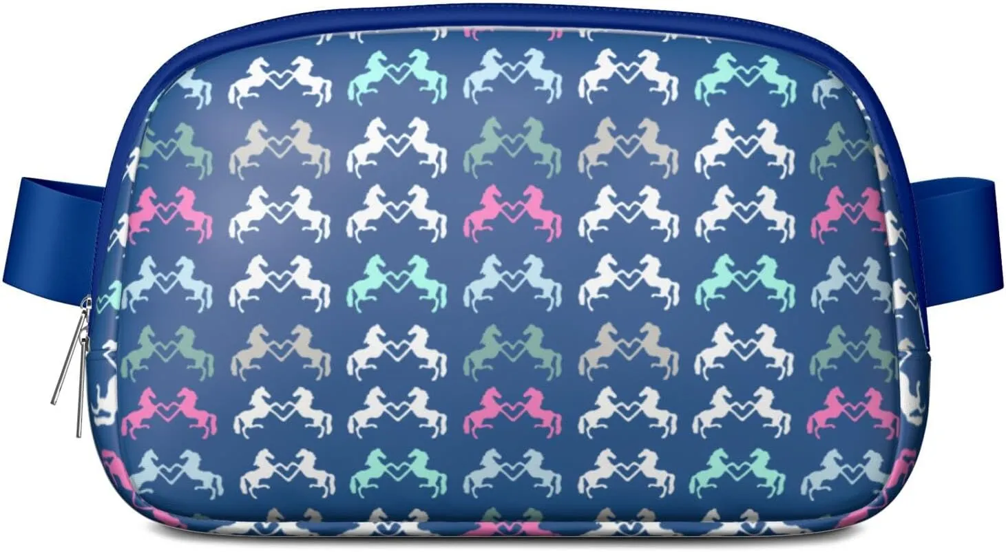 Horse Mini Belt Bag for Men Women Pony Floral Waist Packs Crossbody Bags Adjustable Strap for Hiking Cycling Sports