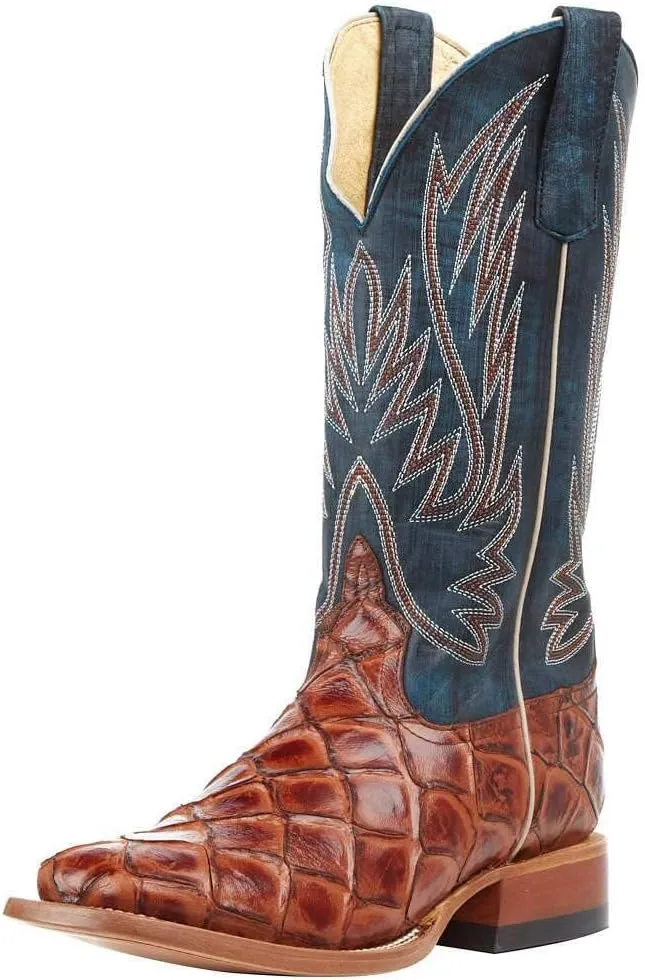HorsePower Kid's Cognac Filet of Fish Seas Turq Top Cowboy Boots