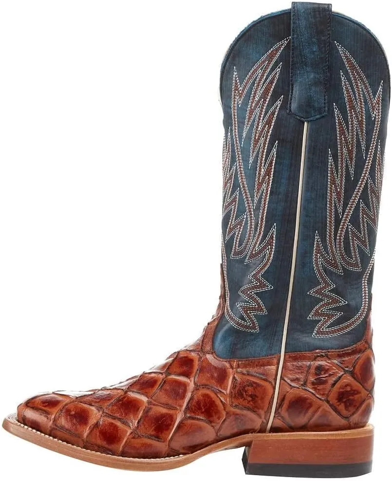 HorsePower Kid's Cognac Filet of Fish Seas Turq Top Cowboy Boots