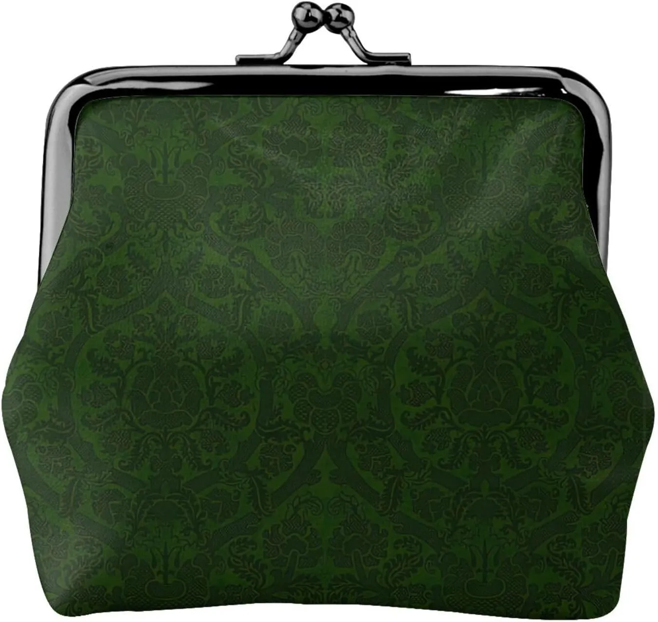 Hunter Green Floral Petals Pattern print Coin Purse with Kiss Lock Buckle Small Change Purse Card Holder Coin Pouch for Women