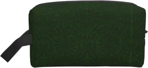 Hunter Green Floral Petals Pattern Print Travel Toiletry Organizer Bag, Cosmetic & Storage Pouch For Travel And Daily Use