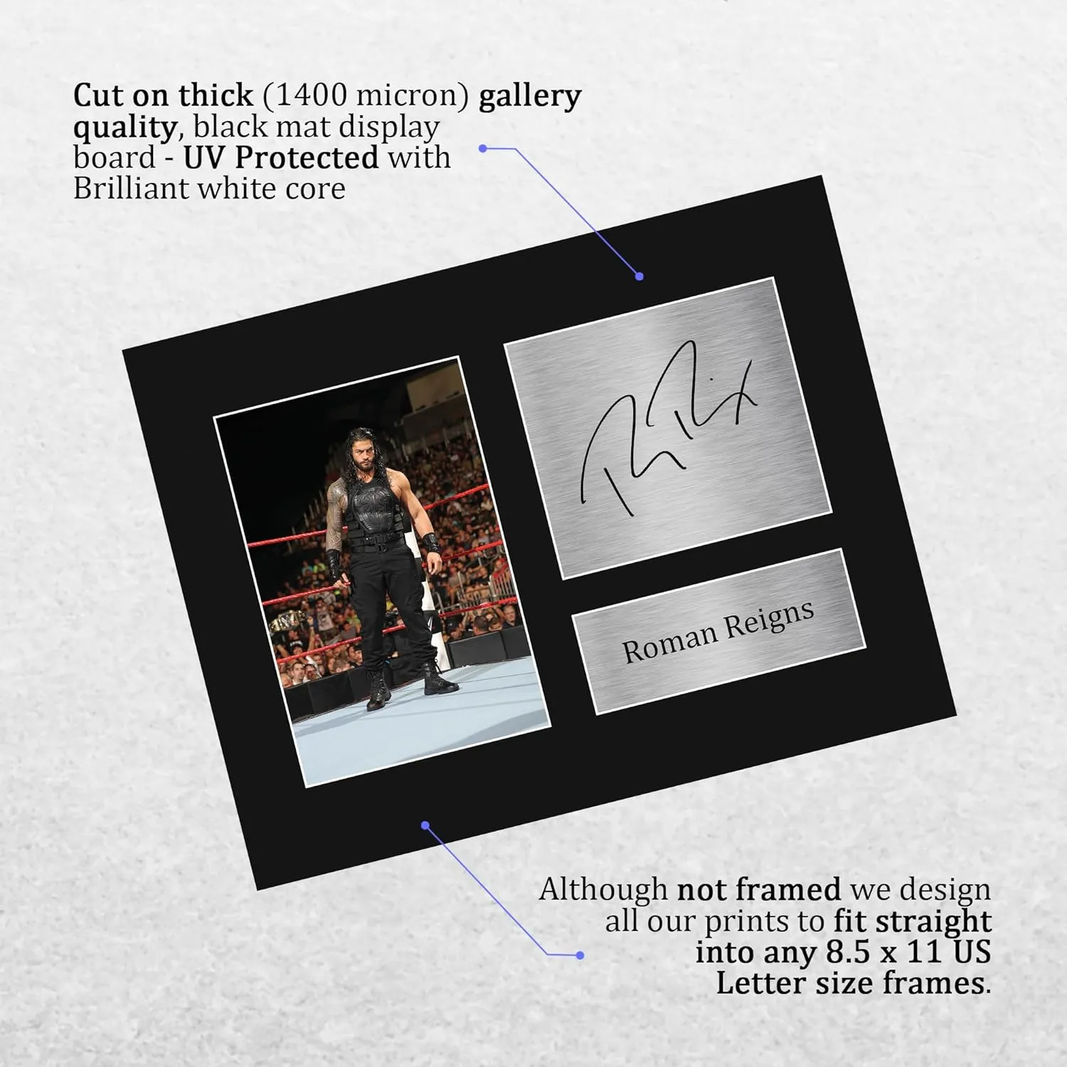 HWC Trading Roman Reigns Gifts Signed Printed Autograph WWE Wrestling Print Photo Picture Display - US Letter Size