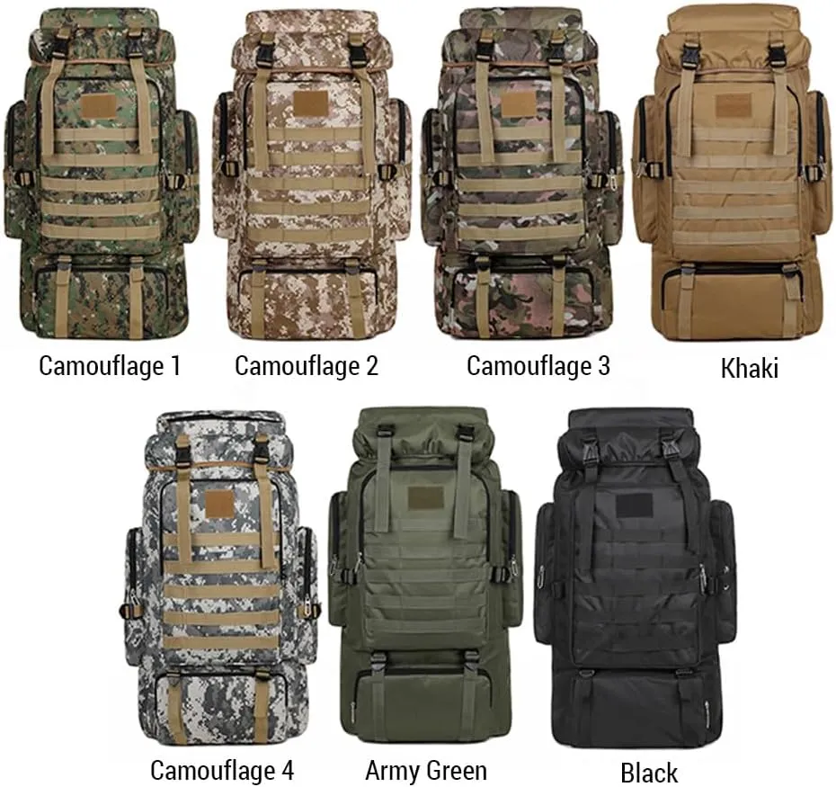 HXBER Large ty Hiking Backpack Outdoor Camping Rucksack Canvas Trekking Backpack