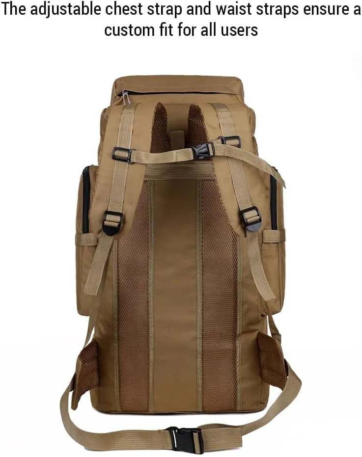HXBER Large ty Hiking Backpack Outdoor Camping Rucksack Canvas Trekking Backpack