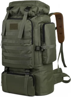 HXBER Large ty Hiking Backpack Outdoor Camping Rucksack Canvas Trekking Backpack