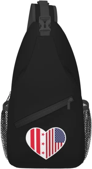 I Love America And District Of Columbia Crossbody Bags For Women Men Chest Backpack Gym Shoulder Bag Travel Outdoor Sports Casual Crossbody Bags