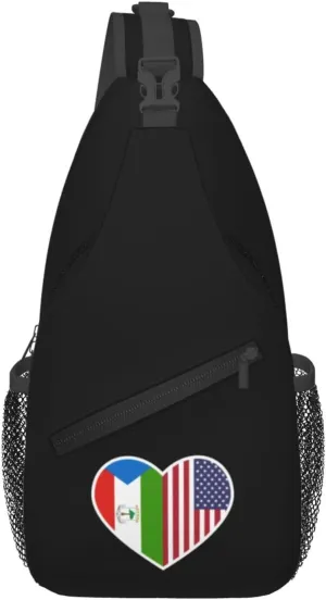 I Love America And Equatorial Guinea Crossbody Bags For Women Men Chest Backpack Gym Shoulder Bag Travel Outdoor Sports Casual Crossbody Bags