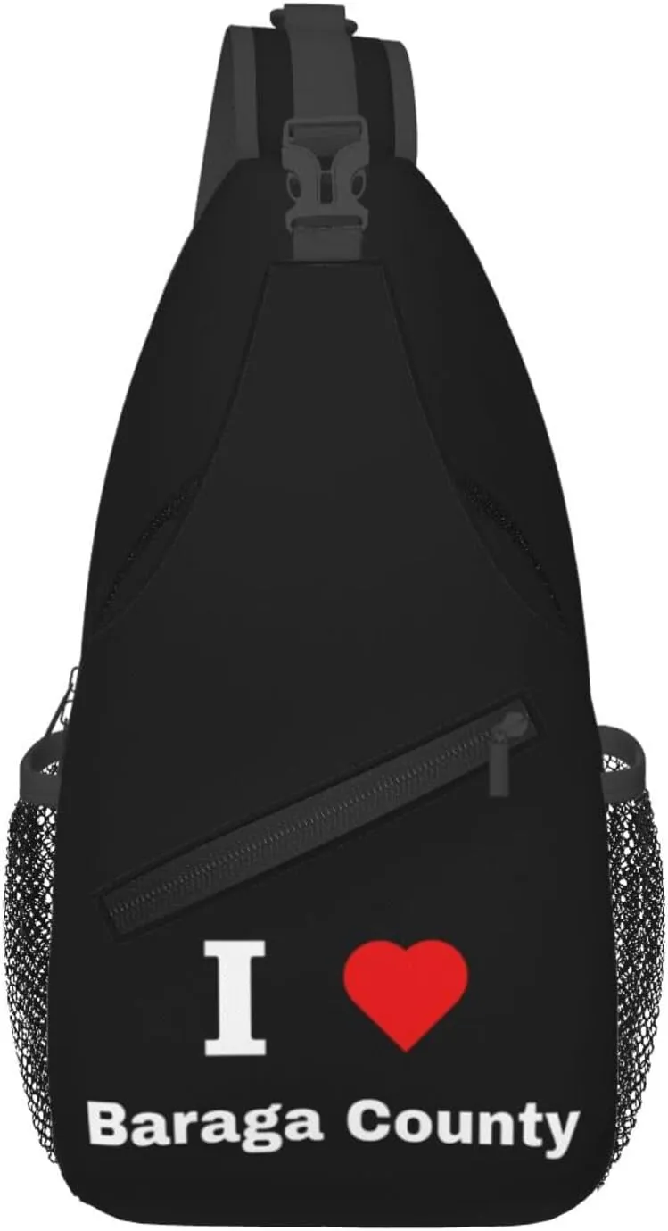 I Love Baraga County Crossbody Bags For Women Men Chest Backpack Gym Shoulder Bag Travel Outdoor Sports Casual Crossbody Bags