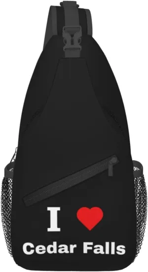 I Love Cedar Falls Crossbody Bags For Women Men Chest Backpack Gym Shoulder Bag Travel Outdoor Sports Casual Crossbody Bags
