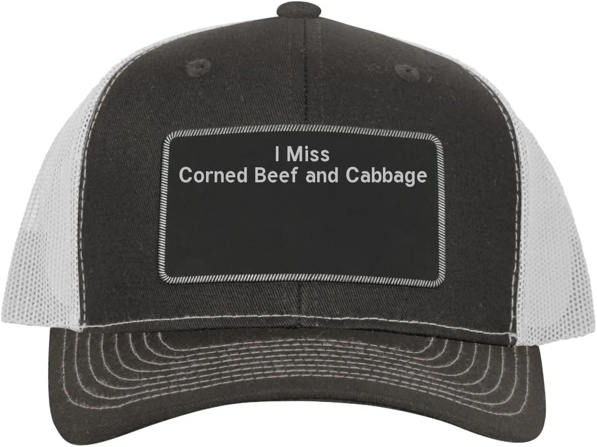 I Miss Corned Beef and Cabbage - Leather Black Patch Engraved Trucker Hat