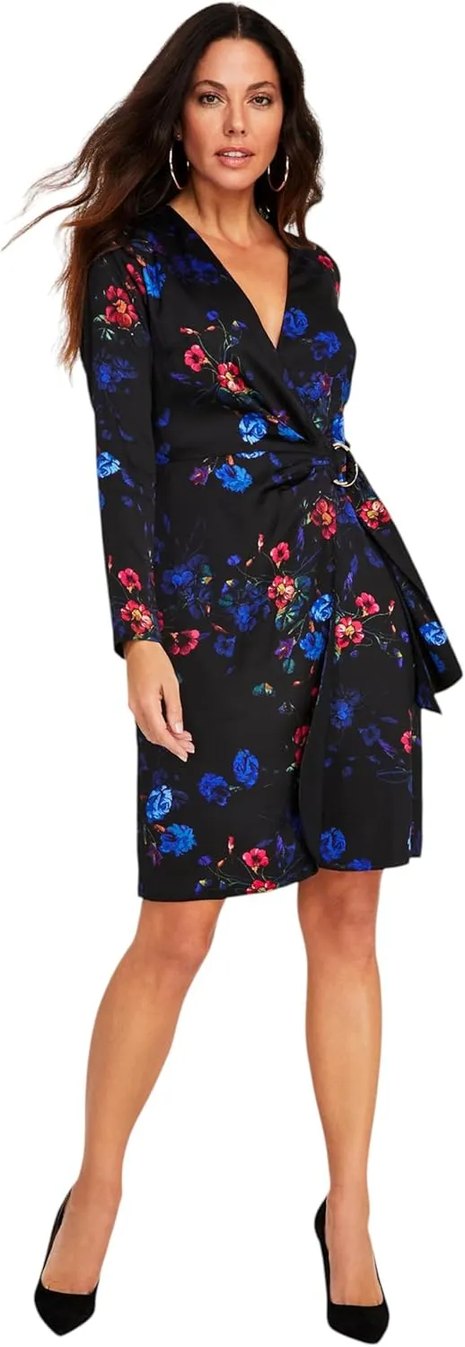 I.N.C. INTERNATIONAL CONCEPTS Petite Floral Print Faux-Wrap Dress Twilight Bouque PXS